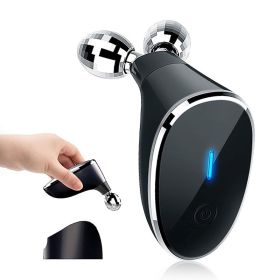 Electric Rollers Inductive Therapeutical Instrument EMS Facial Massager (Color: black)