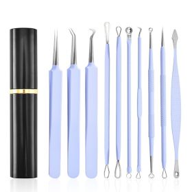 Aluminum Cylinder Mounted Acne Needle Set Of 10 Pieces (Color: purple)
