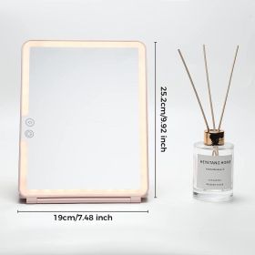 Large Cosmetic Mirror With Light Portable Make-up Rechargeable Folding Makeup (Option: Champagne gold-L)